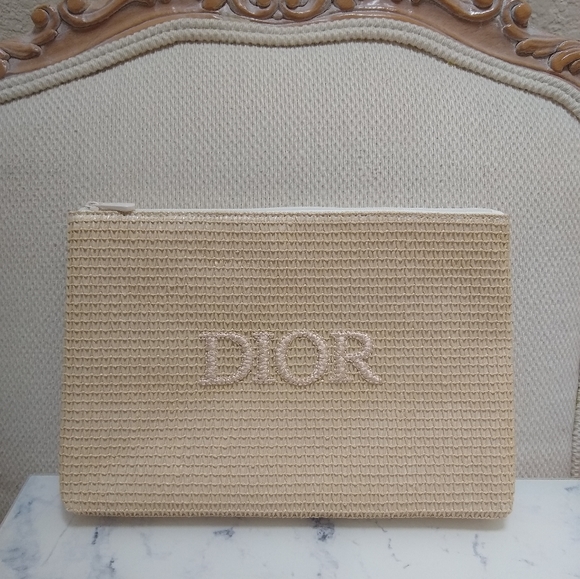 DIOR Raffia Summer Pouch Clutch Bag - Picture 1 of 11